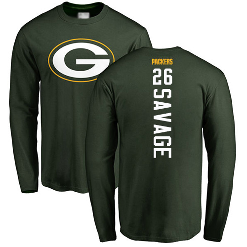 Men Green Bay Packers Green #26 Savage Darnell Backer Nike NFL Long Sleeve T Shirt->green bay packers->NFL Jersey